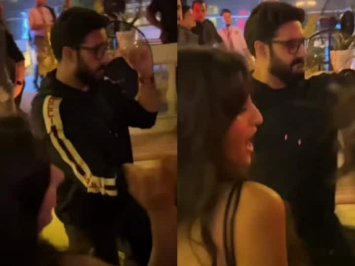 Abhishek Bachchan dances with Nora Fatehi on Bunty Aur Babli song Kajra Re ‘कजरा रे’ गाने पर वाइफ ऐश्वर्या को छोड़ इस हसीना के साथ ठुमके लगाते नजर आए अभिषेक बच्चन,  वायरल हुआ वीडियो