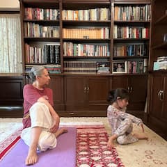 Soha Ali Khan's Daughter Inaaya Spends Time With Grandma Sharmila Tagore, Does Yoga, Goes For Walk - See Pics