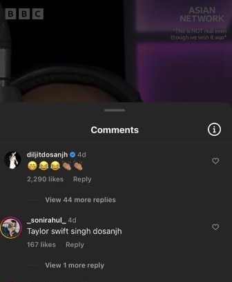 Amid Linkup Rumours, Diljit Dosanjh Reacts To Instagram Reel About Taylor Swift