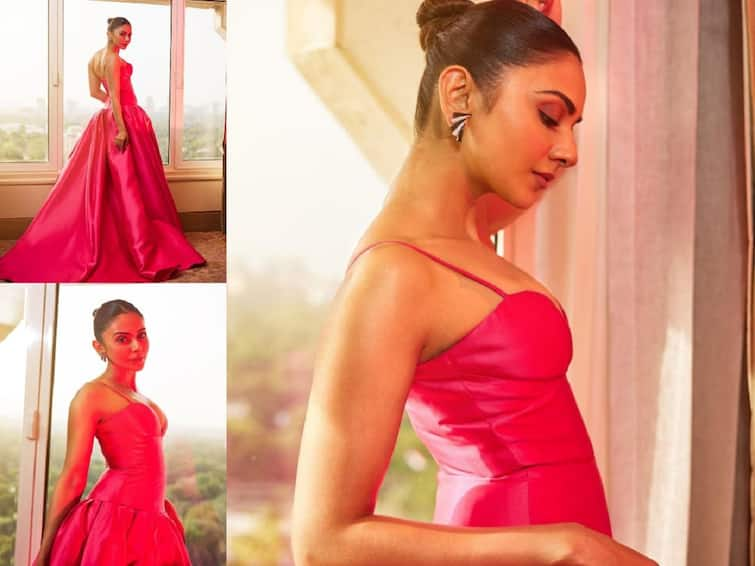 Rakul Preet Singh Stuns in Hot Pink Plunge-Neck Gown For Latest Photoshoot, Leaving Fans In Awe Rakul Preet Singh Stuns in Hot Pink Plunge-Neck Gown For Latest Photoshoot, Leaving Fans In Awe