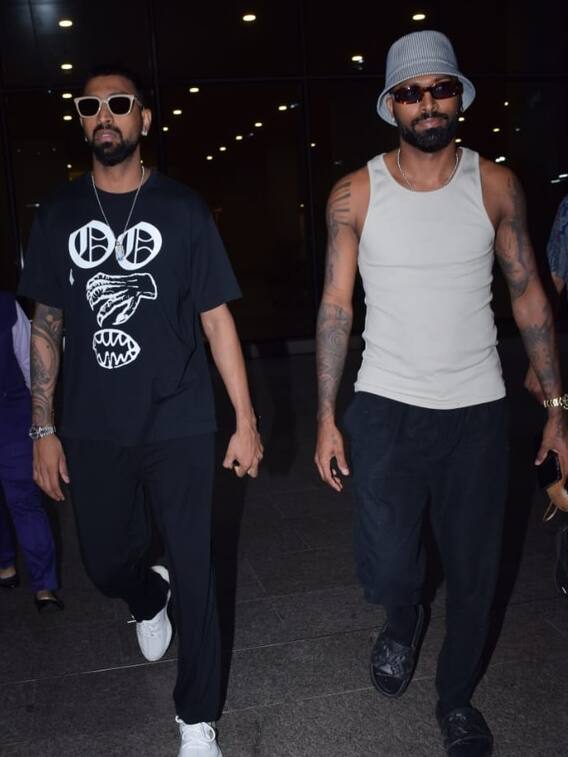 एयरपोर्ट पर पांड्या ब्रदर्स का दिखा कूल अंदाज