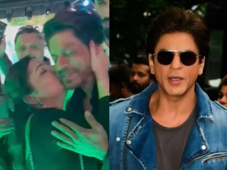 female fan kisses shah rukh khan at dubai event video viral on social media Shah Rukh Khan: दुबईमधील इव्हेंटमध्ये एका महिलेनं शाहरुखला केलं किस; व्हिडीओ व्हायरल, नेटकरी म्हणतात...