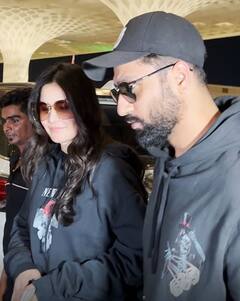 ब्लैक आउटफिट में Vicky Kaushal और कैटरीना कैफ ने एयरपोर्ट पर की एंट्री, यूजर्स बोले- 'रात को सनग्लासेस का क्या काम'