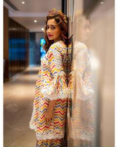 Tina Datta Aces A Funky Look With A Printed Ethnic Suit; See