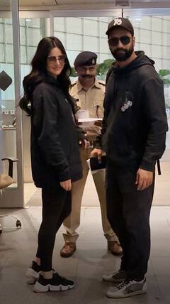 ब्लैक आउटफिट में Vicky Kaushal और कैटरीना कैफ ने एयरपोर्ट पर की एंट्री, यूजर्स बोले- 'रात को सनग्लासेस का क्या काम'