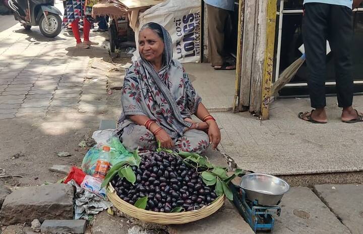 छत्रपती संभाजीनगर शहरातील गुलमंडीवर विक्रीसाठी आलेल्या दोन टोपल्या प्रत्येकी 16  हजार रुपयाला विकत आहेत.  महत्वाचे म्हणजे एवढा दर असून देखील ही जांभळं तासाभरात हातोहात विकतायत.