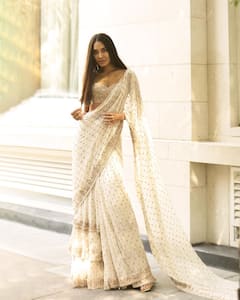 Lisa Haydon Poses In Gorgeous Sarees At Her Sister's Wedding