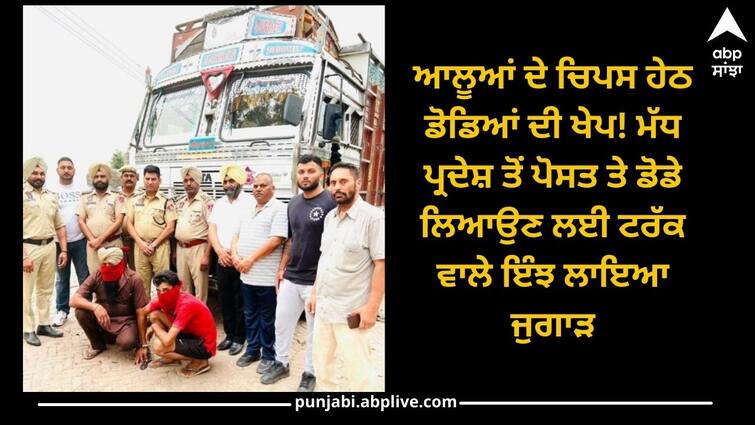 Jalandhar News: This is how truckers played a trick to bring poppy seeds from Madhya Pradesh ਆਲੂਆਂ ਦੇ ਚਿਪਸ ਹੇਠ ਡੋਡਿਆਂ ਦੀ ਖੇਪ! ਮੱਧ ਪ੍ਰਦੇਸ਼ ਤੋਂ ਪੋਸਤ ਤੇ ਡੋਡੇ ਲਿਆਉਣ ਲਈ ਟਰੱਕ ਵਾਲੇ ਇੰਝ ਲਾਇਆ ਜੁਗਾੜ