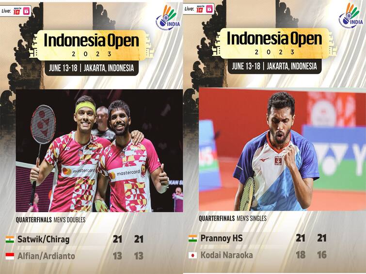 Indonesia Open 2023 Kidambi Srikanth Lost in Quarterfinals HS Prannoy Satwik Chirag Qualified to Semifinals Indonesia Open 2023: ఇండోనేసియా సెమీస్‌కు ప్రణయ్‌! సాత్విక్‌-చిరాగ్‌ జోడీ అదుర్స్‌!