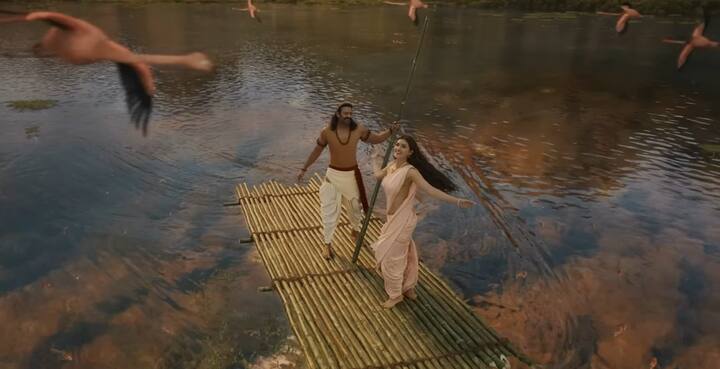 சீதைக்கும் ராமருக்கும் இடையேயான காதல் காட்சிகளில் ராமனாகவே பிரபாஸ் வாழ்த்திருந்தாலும் அங்கங்கே பாகுபலியின் சாயல் காணப்படுகிறது. பிரபாஸின் முகமும் உடல் அமைப்பும் வி.எஃப்.எக்ஸ் செய்யப்பட்டது போல் உள்ளது.