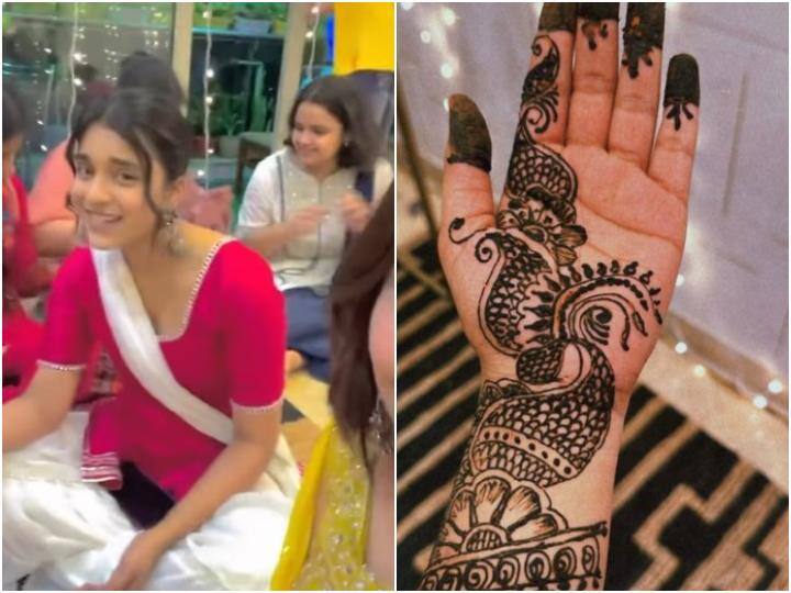 Sumbul Tauqeer father Touqeer Khan wedding rituals started Bigg Boss 16 fame actress applied mehndi on her hands shared pics अपने अब्बा के निकाह में Sumbul Touqeer ने हाथों में लगवाई मेहंदी, खुशी से यूं झूमती नजर आई 'इमली' एक्ट्रेस