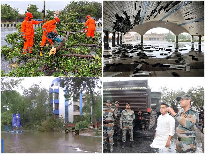 Cyclone Biparjoy Impact: National Disaster Response Force (NDRF) is engaged in road clearance operations in Bhuj and Dwarka while roads were waterlogged in several areas due to incessant rains.