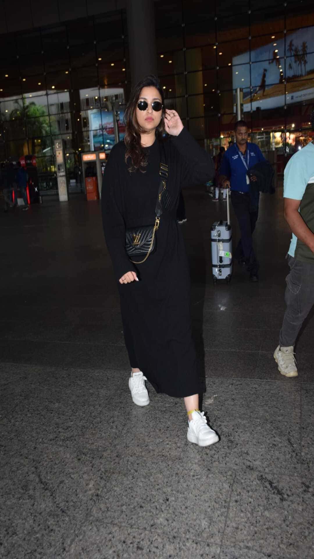 Parineeti Chopra Dazzles In A Black Dress At Airport, Styles It With A LV  Bag Worth Rs. 2.23 Lakhs