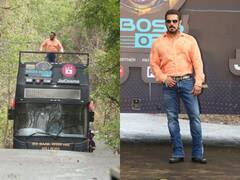 Salman Khan Pics: वैनिटी वैन की छत पर चढ़कर Bigg Boss OTT 2 के लॉन्च में पहुंचे सलमान खान, देखिए एक्टर की तस्वीरें