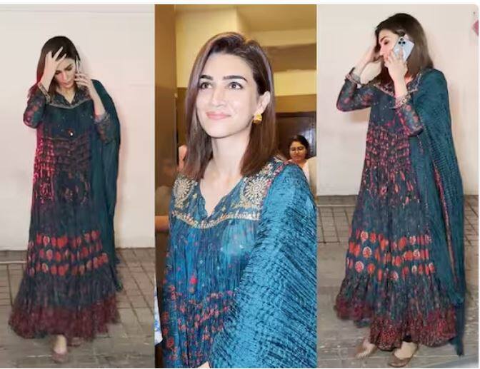 ਕ੍ਰਿਤੀ ਸੈਨਨ ਇਸ ਦੌਰਾਨ ਰਾਮਾ ਗ੍ਰੀਨ ਪ੍ਰਿੰਟਿਡ ਫਰੌਕ ਸਟਾਈਲ ਸੂਟ ਵਿੱਚ ਨਜ਼ਰ ਆਈ। ਅਭਿਨੇਤਰੀ ਇਸ ਡਰੈੱਸ ਦੇ ਨਾਲ ਮੈਚਿੰਗ ਦੁਪੱਟਾ ਲੈ ਕੇ ਵੀ ਨਜ਼ਰ ਆਈ।