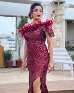 Monalisa Looks Dapper A Red Off Shoulder Dress. See Pics