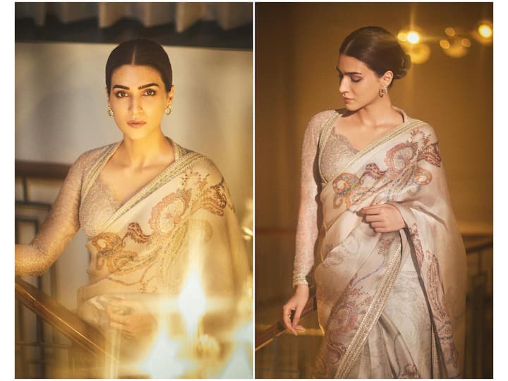 Kriti Sanon, who has been hogging all the limelight for her portrayal of Janaki in 'Adipurush', charmed with her stunning look at the film's screening in Mumbai.