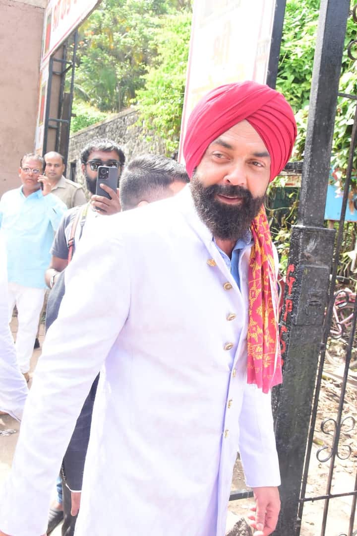 Bobby Deol was also seen matching Barati look with cousin Abhay Deol. Karan Deol's wedding will be an intimate ceremony followed by a star-studded reception party. (All Image: Manav Manglani).