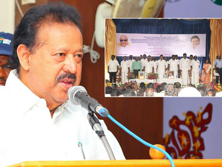 villupuram news Minister Ponmudi praised Minister gingee Mastan and MP Ravikumar TNN Minister Ponmudi: அமைச்சர் செஞ்சி மஸ்தான், எம்பி ரவிக்குமாரை புகழ்ந்து தள்ளிய அமைச்சர் பொன்முடி