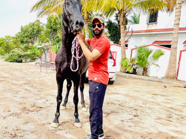 Ravindra Jadeja Horse Riding Photo: भारतीय क्रिकेटर रवीन्द्र जडेजा का घुड़सवारी के प्रति प्यार किसी से छिपा नहीं है. वहीं, भारतीय ऑलराउंडर लंबे वक्त बाद एक बार घुड़सवारी करते नजर आए.