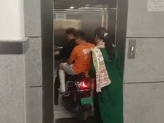 Kota Man Takes Scooter Into Hospital Lift Upon Unavailability Of Wheelchair For Son — WATCH