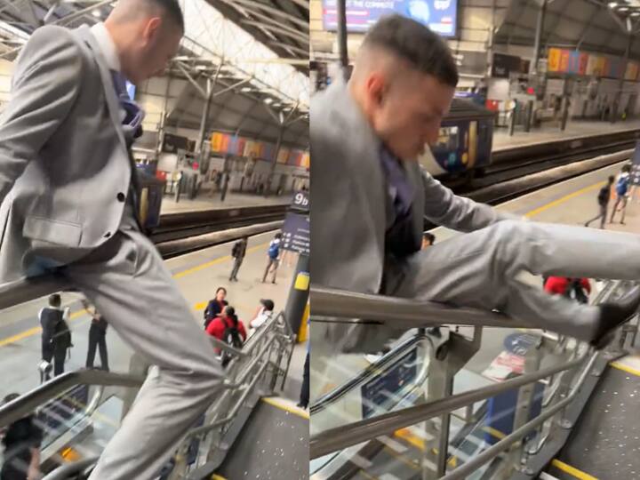 Man Trying To Slip From Railing Fall On The Ground Viral Video रेलिंग से फिसलने की कोशिश पड़ी भारी, जमीन पर धड़ाम हुआ शख्स, बचाने के बजाय वीडियो बनाती रही गर्लफ्रेंड- Video