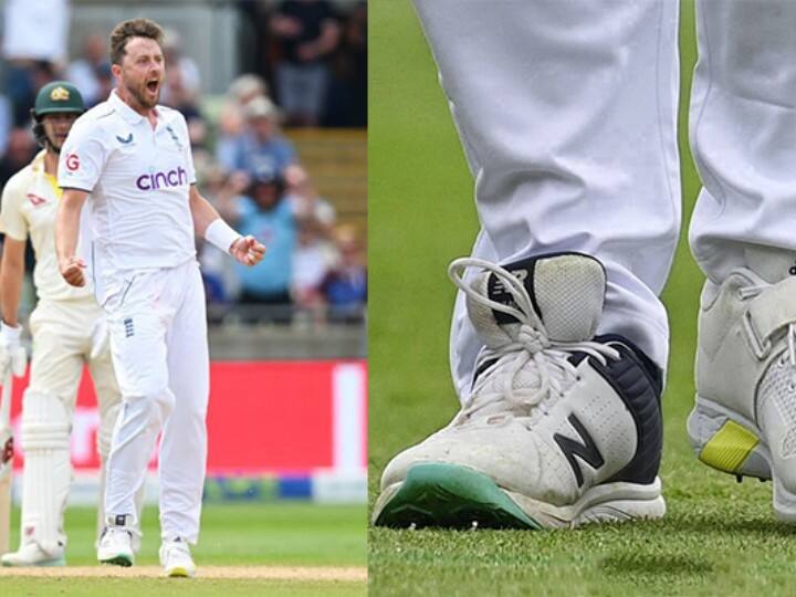 ENG vs AUS Ollie Robinson mismatched shoes birmingham test Ashes series 2023 ENG vs AUS: रॉबिन्सन ने पैरों में पहने अलग-अलग जूते, फोटो देख आप भी नहीं रोक पाएंगे हंसी