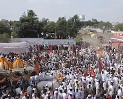 Ashadhi wari 2023 : तुकोबांच्या पालखीच्या रथाभोवती मेंढ्यांचं रिंगण; काटेवाडी दुमदुमली...