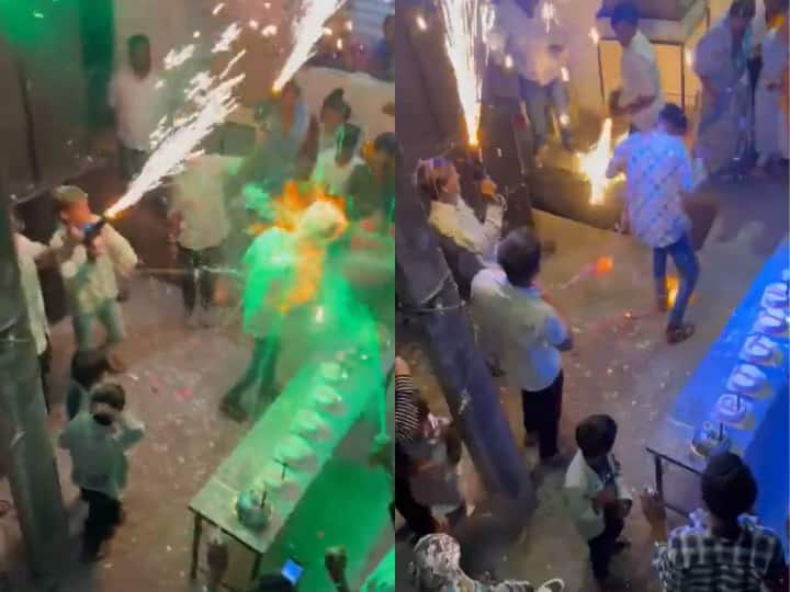 Birthday Boy Face Catch Fire While Cutting Cake In Wardha Maharashtra Viral Video केक काटने जा रहा था 'बर्थडे ब्वॉय', अचानक मुंह पर लग गई आग, रोंगटे खड़े कर देगा ये Video