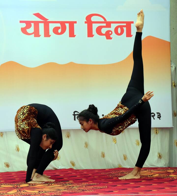Yoga demonstrations at Kolhapur Collector office on the occasion of