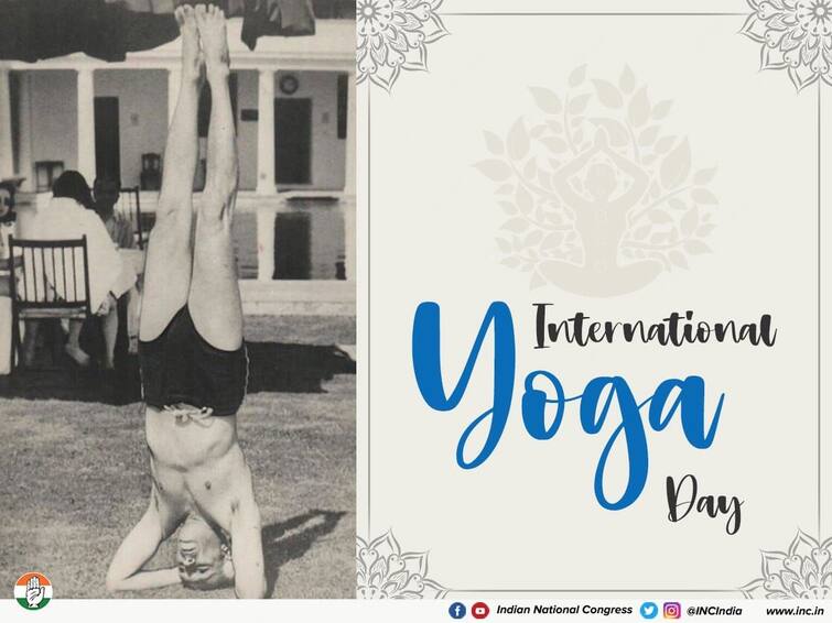 International Yoga Day On International Yoga Day Congress Tweets Nehru's Picture, Thanks Him For Popularising It International Yoga Day: నెహ్రూ ఫొటోతో యోగా డే  విషెస్ చెప్పిన కాంగ్రెస్, ఆయనే పాపులర్ చేశారని ట్వీట్