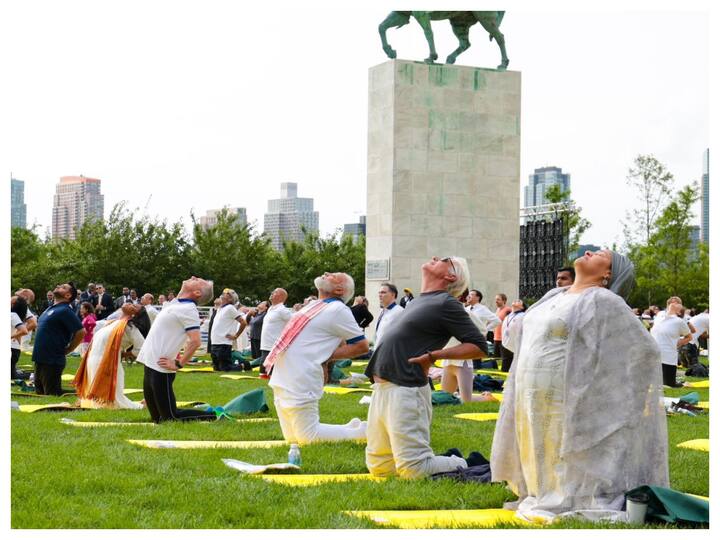 The event was attended by top UN officials, ambassadors, envoys, delegates from Member States as well as prominent members of the global and diaspora community - created the Guinness World Record for participation of people of most nationalities, officials said. People from 135 countries attended the yoga session. (Image: ANI)