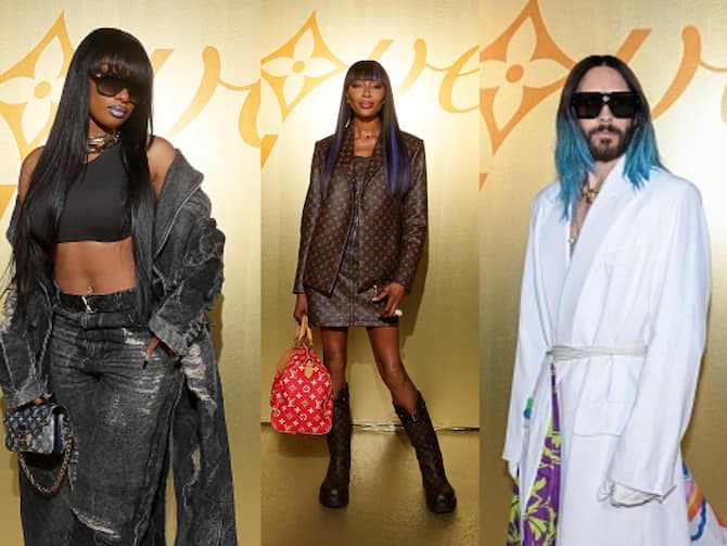 A Glimpse Of Celebs As They Walk At Pharrell Williams' Debut Louis Vuitton  Show In Paris