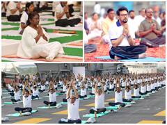 President Murmu, Defence Minister Rajnath Singh And Others Perform Yoga On 9th International Yoga Day