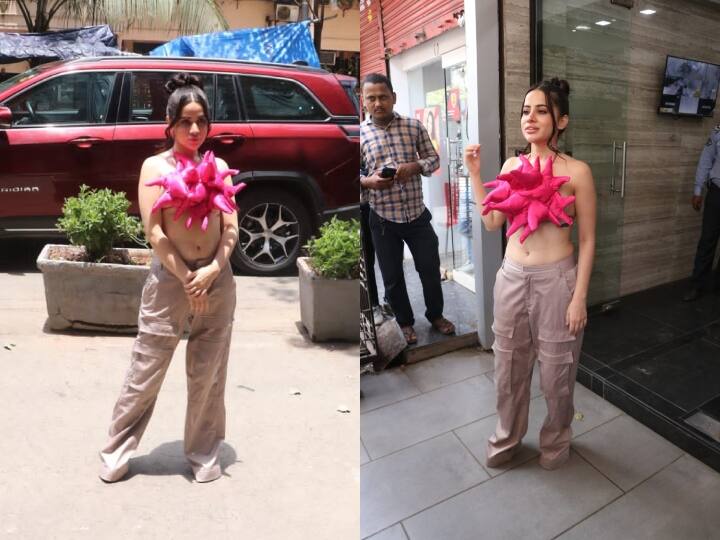 इस बार उर्फी ने फिर से आउटफिट के साथ एक्सपेरिमेंट किया है और इस बार हैरानी की बात ये है कि उर्फी ने एक टॉप पहना है जो किस चीज से बना है ये किसी को समझ नहीं आ रहा है.