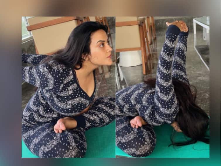 international yoga day 2023 devendra fadnavis wife amruta fadnavis share photo on social media Amruta Fadnavis:  अमृता फडणवीसांनी आंतरराष्ट्रीय योग दिनानिमित्त शेअर केले खास फोटो; नेटकरी म्हणतात...