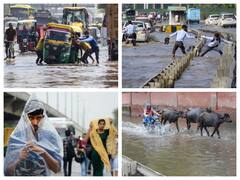 Heavy Rainfall In Gurugram Leads To Waterlogging, Vehicular Movement Affected — SEE PICS