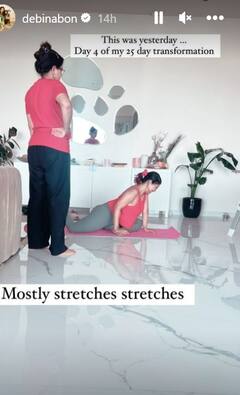 Yoga Divas पर मम्मा देबिना बनर्जी को योगा करते देखा, तो लियाना भी करने लगी योगासन, देखें क्यूट फोटोज