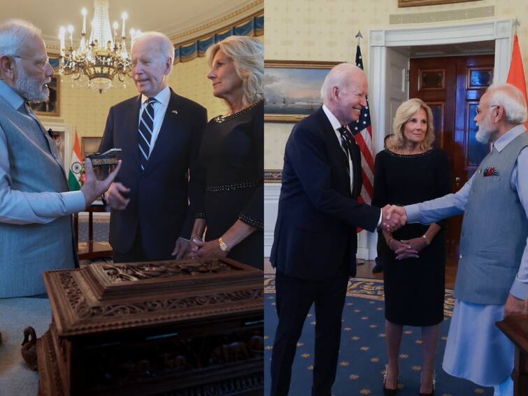What PM Modi, Joe Biden Gifted Each Other During Dinner At White House PM Modi in US:ஜில் பைடனுக்கு வைரத்தை பரிசளித்த மோடி... பதிலுக்கு ஜோ பைடன் கொடுத்த அன்பு பரிசு என்ன தெரியுமா?
