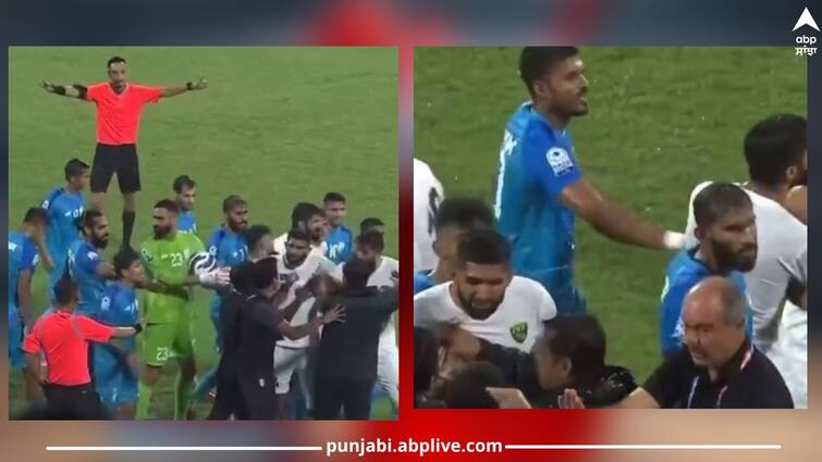 scuffle-breaks-out-between-india-pakistan-players-during-football-match-video-go-viral Watch: ਭਾਰਤ-ਪਾਕਿਸਤਾਨ ਦੇ ਫੁੱਟਬਾਲ ਮੈਚ ਦੌਰਾਨ ਖਿਡਾਰੀਆਂ ਵਿਚਕਾਰ ਹੋਈ ਗਰਮਾ-ਗਰਮੀ, ਝੜੱਪ ਦਾ ਵੀਡੀਓ ਹੋਇਆ ਵਾਇਰਲ