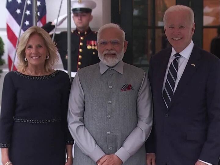 PM Narendra Modi US Visit Meet President Joe Biden First Lady Jill Biden at White House State Dinner PM Modi in US: व्हाइट हाउस पहुंचे पीएम मोदी, अमेरिकी राष्ट्रपति जो बाइडेन के साथ फर्स्ट लेडी ने किया स्वागत