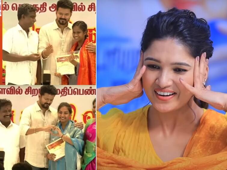 actress vani bhojan about vijay Vijay Birthday :  மாணவர்களுக்கு மத்தியில் க்யூட்டாக விஜய்.. திருஷ்டி கழித்த நடிகர் வாணி போஜன்