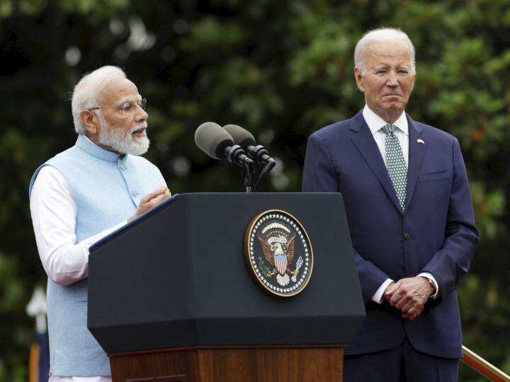 Prime modi meet us president joe biden in white hosue also give the speech in white house detail marathi news PM Modi US Visit: 'हा 140 कोटी भारतीयांचा सन्मान', व्हाईट हाऊसमध्ये पंतप्रधान मोदींचे भाषण 