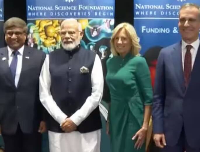 PM Modi US Visit:  US First Lady Jill Biden, Modi visit National Science Foundation in Alexandria PM Modi US Visit: PM મોદી સાથે મુલાકાત બાદ જિલ બાઇડને કહ્યુ- ' શિક્ષણ ભારત-અમેરિકા વચ્ચે સંબંધોની આધારશિલા છે '