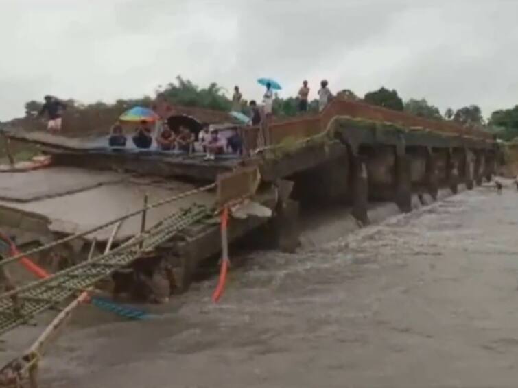 Assam Floods Bridge In Assam Tamulpur Gets Washed Away Due To Heavy Rainfall And Flood, Situation Grim Bridge In Assam's Tamulpur Gets Washed Away Due To Heavy Rain And Flood, Situation Grim