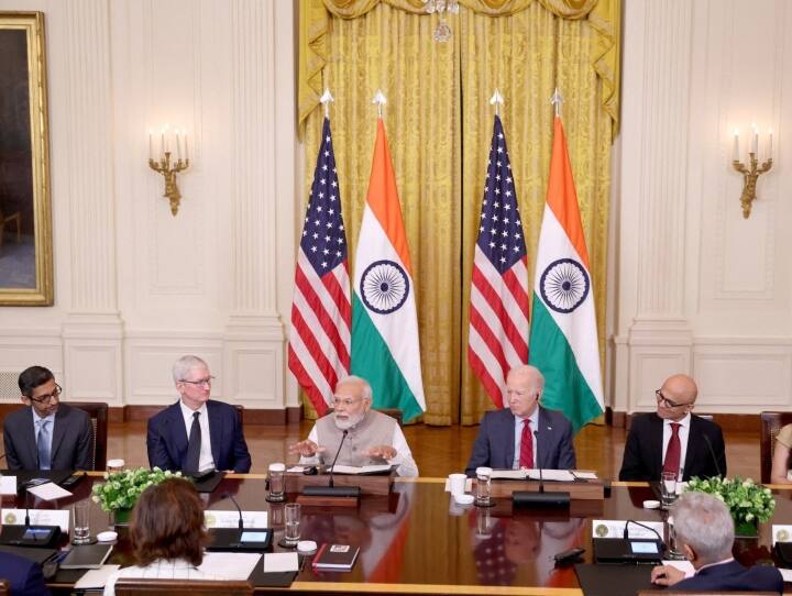 PM Modi and US President Joe Biden hold meeting with top companies CEOs at Hi Tech Handshake event PM Modi US Visit: पीएम मोदी ने टॉप कंपनियों के CEO के साथ की बैठक, बोले- टैलेंट और टेक्नोलॉजी...