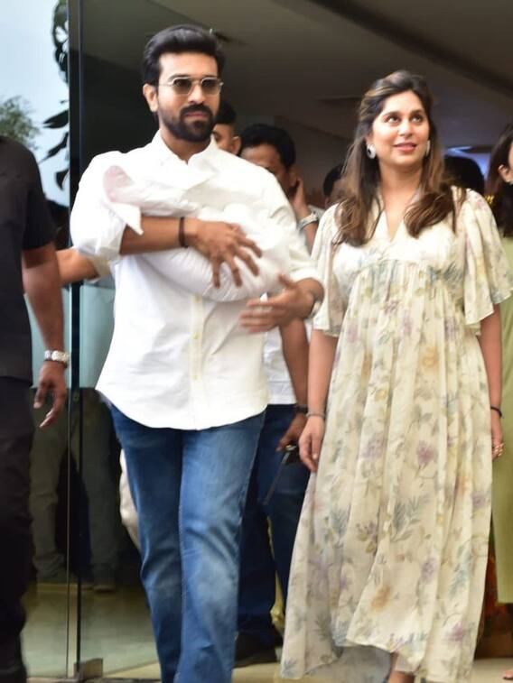 குழந்தையுடன் ராம் சரண் - உபாசனா தம்பதி