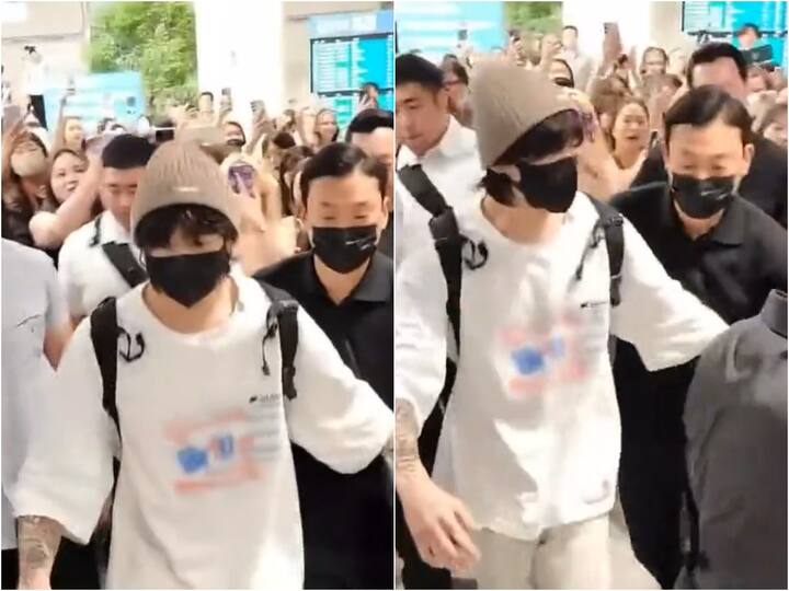 BTS Jungkook Tries To Help Fan From Falling Down At Incheon Airport Video Goes Viral BTS' Jungkook Tries To Protect Fan From Falling Down At Airport, Video Goes Viral
