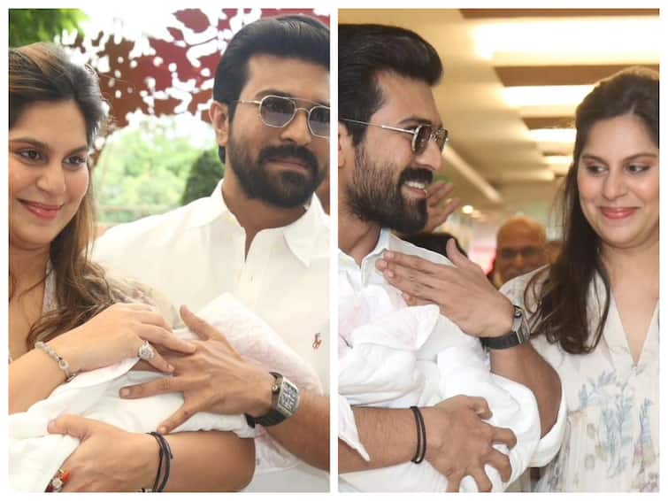 Ram Charan & Upasana Make Public Appearance Holding Their Baby Girl As She Discharged From The Hospital Ram Charan & Upasana Hold Their Baby Girl As She Discharged From The Hospital