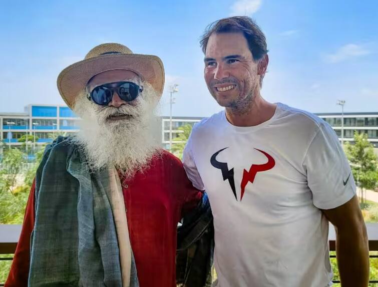 tennis player rafael nadal meet sadhguru jagadish vasudev shared photos on social media Photos: સદગુરુએ ટેનિસ સ્ટાર રાફેલ નડાલ સાથે કરી મુલાકાત, જુઓ તસવીર શેર કરી કેપ્શનમાં શું લખ્યું ?